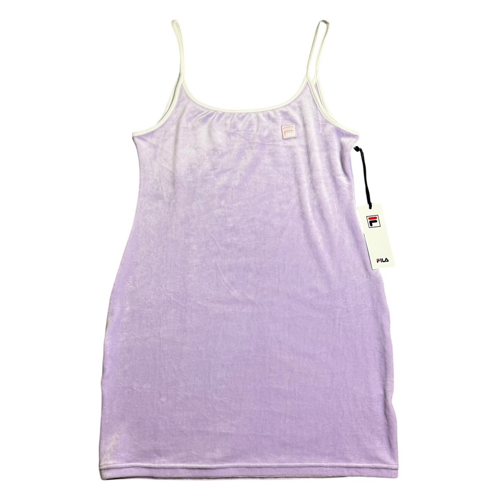 Fila Womens Velour Cami Mini Dress Lavender Purple White Trim NWT Size L